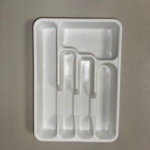 White Utensil Tray Cutlery Drawer Organizer Plastic Compartment Modern Kitchen